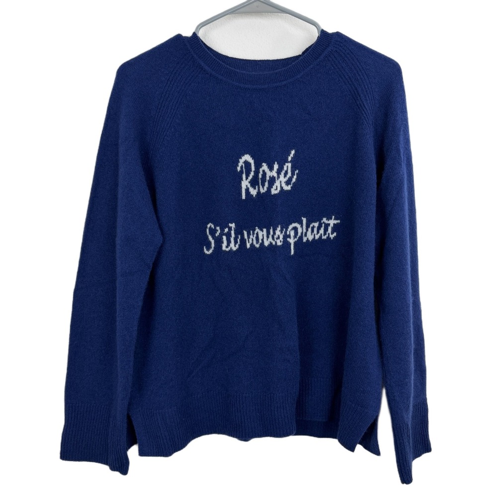 Alashan Sweater Womens Large Blue Rose S'il Vous Plait Cashmere Pullover